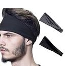 2 Stück Sport Stirnband für Herren und Damen - Breit Schweißband für Fitness Joggen Laufen Radfahren Wandern und Yoga - Hoch Dehnbar Haarband für Damen und Herren