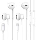 2 Pack Apple Earbuds Wired with Lightning Connector[Apple MFi Certified](Built-in Microphone & Volume Control) iPhone Headphones Compatible with iPhone 14/13/12/SE/11/XR/XS/X/8/7 Support All iOS