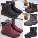 Womens Fur Lined Snow Ankle Boots Ladies Winter Warm Waterproof Flat Shoes Size
