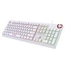 EvoFox Deathray RGB Gaming Keyboard | 16 Million True Prism Colors | Seven Backlight Effects and One Custom Effect | Silent Membrane Keys | Anti Ghosting and Windows Lock Key | Braided Cable | (White)