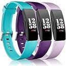 Wepro Bands Compatible Fitbit Inspire HR & Ace 2 for Women Men Kids, Small, Wristband Sports Strap Band for Fitbit Ace 2 & Inspire Fitness Tracker, Teal, Plum, Lilac