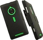 NAKEDCELLPHONE'S Black Rubberized Hard CASE Cover + Belt Clip Holster Stand for Nokia Lumia 830 Phone (AT&T, Unlocked)