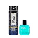 Wild Stone Classic Cologne Deodorant for Men, 225ml and Edge Long Lasting Perfume for Men 50ml, Pack of 2
