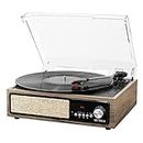 Victrola 3-in-1 Bluetooth Record Player with Built in Speakers and 3-Speed Turntable, Farmhouse Walnut