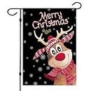 W&X Christmas Garden Flags,Christmas Flags Double-Sided Elk Christmas House Flags 12.5 x 18 Inch Double Thickness Burlap Outdoor Christmas Flags for Christmas Garden and Home Decoration