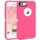 MAXCURY for iPhone 6 Plus Case, iPhone 6s Plus Case for Girls, Heavy Duty Shockproof Case for Women, Built-in Screen Protector Protective Phone Cover for 6 Plus/6s Plus (Rose/White)