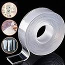 CHIMMET Double Sided Tape 3 Meter Heavy Duty Transparent Strong Adhesive Mounting Trackless Removable Washable for Tape for Posters, Carpets, Photo Frames, Kitchen,Car Decor