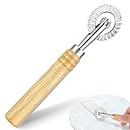 COMNICO Pasta Cutter Wheel Zinc Alloy Long Wooden Handle Ravioli Stamp Maker Press Rolling Rotary Cutter Pizza Pastry Tools Fluted Edge Molds Home Attachment Kitchen Gadget Features