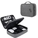 Electronic Organizer, Bagsmart Large Travel Cable Organizer, Tech Cable Bag, Electronics Accessories Case, Cord Storage Bag for iPad, Chargers, Hard Drive, Game Cards, Grey