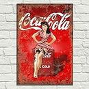 LBS4ALL Coca Cola Pin up girl Signs Metal Plaque Aluminium Vintage Pub Tiki Bar Home Cafe Wall Beer Retro Club
