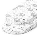Bassinet Sheets Compatible with 4moms Mamaroo Sleep Bassinet - Fits 18 x 30 Inch Oval Bassinet Mattress – Snuggly Soft 100% Jersey Cotton – 2 Pack