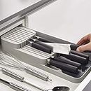 ABJI Kitchen Drawer Organizer Tray Cutlery Knife Block Storage Tableware Holder Rack Box Kitchen Utensil Flatware Tray (Multicolour) (Knife Organizer)