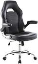 Gaming Chair, Racing Style Bonded Leather Gamer Chair, Ergonomic Office Chair Computer Desk Executive Chair, with Adjustable Height and Flip-Up Arms, Gaming Chair for Adults Kids Men Women Black