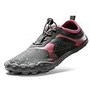 NORTIV 8 Women's Sports Water Shoes Quick Dry Beach Pool Barefoot Aqua Swim Shoes Grey Watermelon Red Size 7 M US Treklady-1