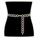 O-Ring Metal Waist Chain Women Girls Adjustable Body Link Belts Fashion Belly Jewelry for Jeans Dresses Gold