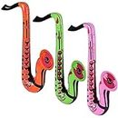 Colorful 22" Saxophone Inflates (3 Colors) Inflatable Musical Instrument for Pretent Play Concert Jazz Photo Shoot Booth Birthday Party DJ (1 Pink + 1 Green + 1 Orange (3 Pack))