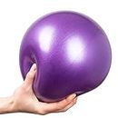 Mini Exercise Ball 9inch/23cm Small Yoga Ball Soft Pilate Ball Home Training Abdominal Workouts Ball, Anti Burst and Slip, with Inflatable Straw for Therapy, Barre, Core Trainings, Purple Color