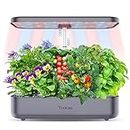 Yoocaa 12 Hydroponics Growing System, 19.4'' Height Adjustable Herb Garden with Led, Indoor Gardening System, Gardening Gifts for Women Mom (Grey)