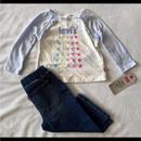 Levi's Matching Sets | Levi's Baby Girl's Shirt And Denim Pants/Jeans Outfit, 2-Piece Set | Color: Blue/White | Size: Various
