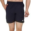 WMX Athleisure Men's Regular Fit Sports Shorts | Quick Dry Technology | Gym Wear | Shorts for Men (XL, Navy)