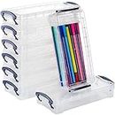 WUWEOT 8 Pack Plastic Pencil Box, Large Capacity Pencil Box with Snap-Tight Lid, Office Supplies Storage Organizer Box, Pencils Storage Box Watercolor Pen Drawing Tools Container, 21.6 x 10 x 3.8cm