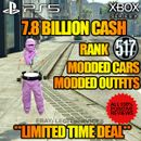 Tarjeta de tiburón GTA 5 no más $7,8 mil millones en efectivo + 200 coches mod, RP 517 (PS5/XBOX)