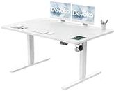 Devoko Electric Standing Desk 120x60cm Sit Stand Table Height Adjustable Desk with Backpack Hook and Memory Smart Pannel, White