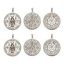 UNICRAFTALE 6Pcs 3 Style Seven Archangels Pendant 304 Stainless Steel Amulet Charms 38mm Archangel Michael Coin Pendant Hypoallergenic Metal Spiritual Medal Pendants for Men Women Jewelry Making, Stainless Steel