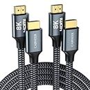 8K HDMI Cable 6ft 2 Pack, CABNEER 48Gbps High Speed HDMI 2.1 Cable, HDMI Cord 8K@60Hz 4K@120Hz Support for eARC HDCP 2.2&2.3 HDR, HDMI Cable 2.1 Compatible with HDTV, Laptop, Xbox, PS5,Monitor