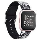 V-MORO Bands Compatible with Fitbit Versa 2 Band/Fitbit Versa Strap/Versa Lite/Versa SE Bracelet Fashion White Rose Flower Silicone Accessory with Quick Release Pins for Fitbit Versa 2/Fitbit Versa/Versa Lite/Versa SE Smartwatch