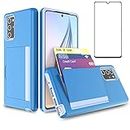 Asuwish Phone Case for Samsung Galaxy Note 20 5G with Tempered Glass Screen Protector Cover and Credit Card Holder Stand Slim Hybrid Cell Accessories Note20 Notes 20s Twenty Not S20 Women Men Blue