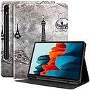 Robustrion Cover for Samsung Galaxy Tab S8 Cover Case/Galaxy Tab S7 11 inch Cover Flip Stand Cover for Samsung Galaxy S8 / S7 Tablet with S-Pen Holder [SM-X700/X706/T870/T875] - Eiffel
