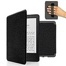 MyGadget Funda para Amazon Kindle Paperwhite 7ª Generación hasta 2017 - Case E - Reader | Ebook - Carcasa Agarre elástico y Tapa Magnética - Negro