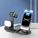 4 in 1 Wireless Charging Smart Magnetic Charger - 15W Fast Wireless Multiple Protection Intelligent Multi-Function Cell Phone Charger Stand Dock for Phone/Watch/Earbuds Multiple Devices