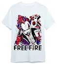 Round Neck Style FreeFireGame Joker Printed White Tshirt Boys and Girls (Size 11-12)