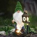 THE ENCHANTED GARDEN Gnome Ranger Statue Outdoor Resin Figurine Outdoor Solar Powered LED Lights for Patio Lawn Yard Décor
