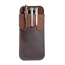 VIPERADE PJ22 Pocket Protector, Double Storage Pocket Protectors for Men, Pencils, Tools and Cards, Leather Pen Holder Organizer, Pen Pocket Protector for Shirts, Lab Coats, Pants, Pen Sleeve(Brown)