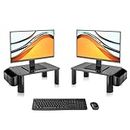 Pholiten 2 Pack Monitor Stand Riser, 3 Height Adjustable Monitor Stand， Flat Screen TV Monitor Stand Riser, Sturdy Metal Laptop Computer Monitor Stand Shelf for Printer, iMac,Premium Metal Monitor Risers for 2 Monitors