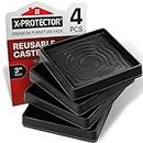 Furniture Cups X-PROTECTOR – 3" Caster Cups 4 PCS – Black Furniture Coasters – Ideal Bed Stoppers – Non Skid Furniture Pads with a Perfect Design – Rubber Furniture Pads - Protect Any Flooring!