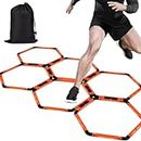 TOBWOLF 6PCS Hex Agility Rings Speed Rings, Portable Speed Agility Training Ladder with 8PCS Connector Clips & Carrying Bag, Agility Footwork Training and Speed Hurdles Ladder for Fitness Equipment