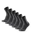 DANISH ENDURANCE 3-Pack Hiking Socks in Light Merino Wool, Cushioned, Breathable, for Men, Women & Kids, Grey, Large