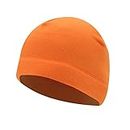 Sport Beanie Women Men Solid Color Brimless Polar Fleece Caps Windproof Thermal Hat Fashion Clothing Accessory, Orange