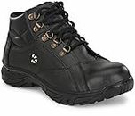 RESTROAD Leather's Half Safety Shoes for Men, Light Weight Industrial Steel Toe Shoes, Work Boots for Complete Foot Protection, (Size 11, Black, Brown, Tan) (Black, Numeric_9)