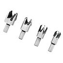 4X Round Shank Drill Bit Set Plug Wood Cutter Tools for Bench Drill Silver