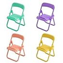 Mini Chair Foldable Cell Phone Stand, 4Pcs Portable Funny Cute Cell Phone Holder Stand Compatible with Smartphone/Phone/Pad/Tablet/E-Readers, 4 Candy Colors