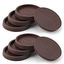 8PCS Non Slip Furniture Pads, 2.5inch/6.4cm Round Furniture Coasters Bed Stoppers Rubber Furniture Feet Silicone Chair Leg Protectors for Bed, Cabinet, Sofa, Chair, Table, Piano (Brown)
