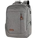 KROSER Laptop Backpack 17.3 Inch Computer Backpack Daypack Water-Repellent Laptop Bag with USB Charging Port for Business/School/Travel/Women/Men-Grey