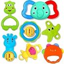 Storio Baby Products Toys 7 Pcs Rattle Set with Teathers for New Born Baby Gifts, Toy for Babies, Non-Toxic