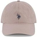 U.S. Polo Assn. Small Pony Logo Baseball Hat, Washed Twill Cotton Adjustable Cap, Light Grey, One Size