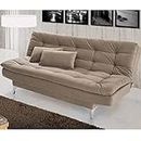 AMATA Eagle Sofa Cum Bed Two Cushions Perfect for Home Living Room and Guests (Camel) (Wood) 3-Person Sofa, Buff Beige